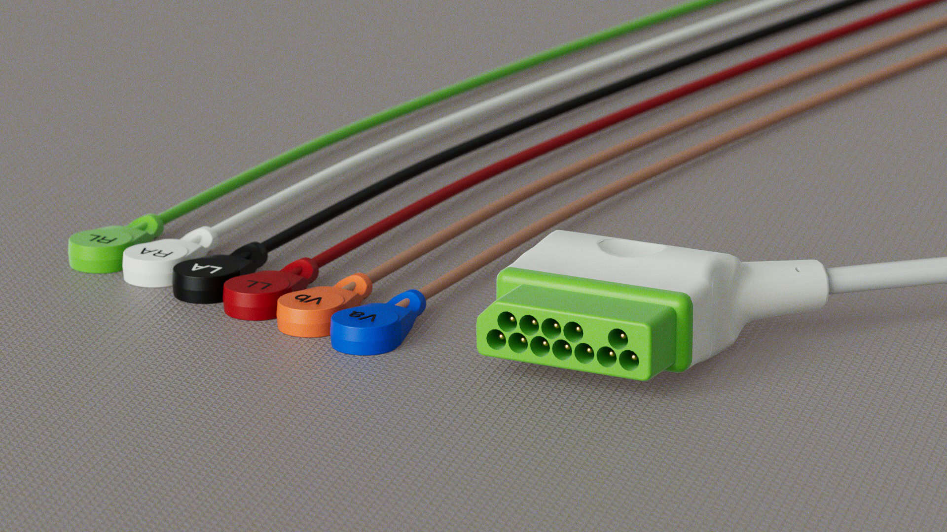 25749 -One-Piece ECG Cable with 6 Snap Lead Wires for Nihon Kohden