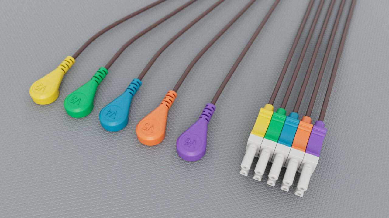 21048 - Disposable ECG Leads for SpaceLabs, 5 Snap V Leads, 10